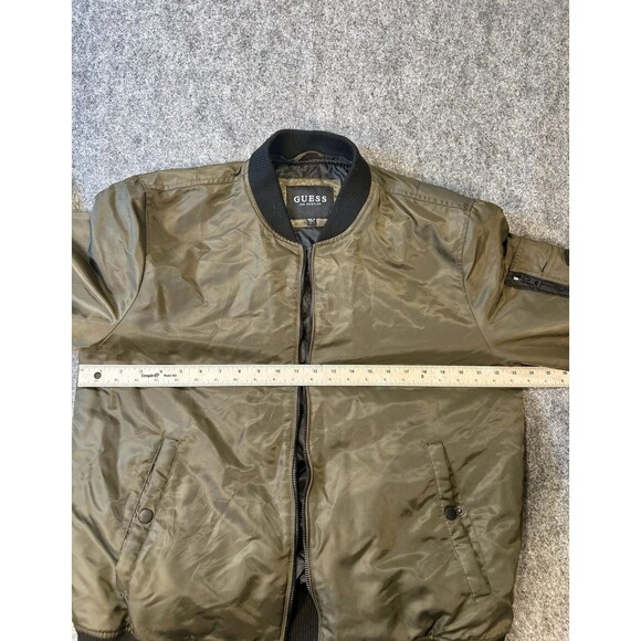 Guess Mens Bomber Jacket Size Large Olive Casual Streetwear Utility Style Winter - Picture 6 of 8
